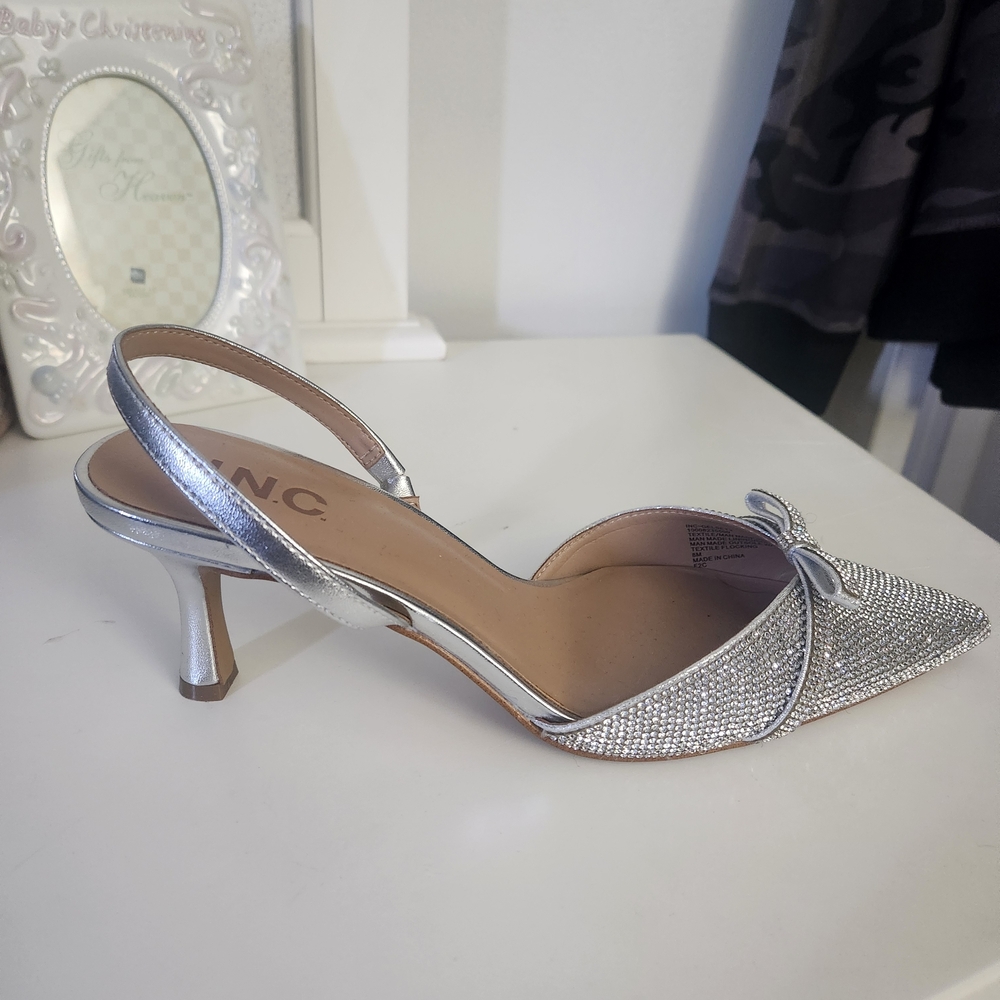 INC International Concepts Women's Glittering Silver Heels